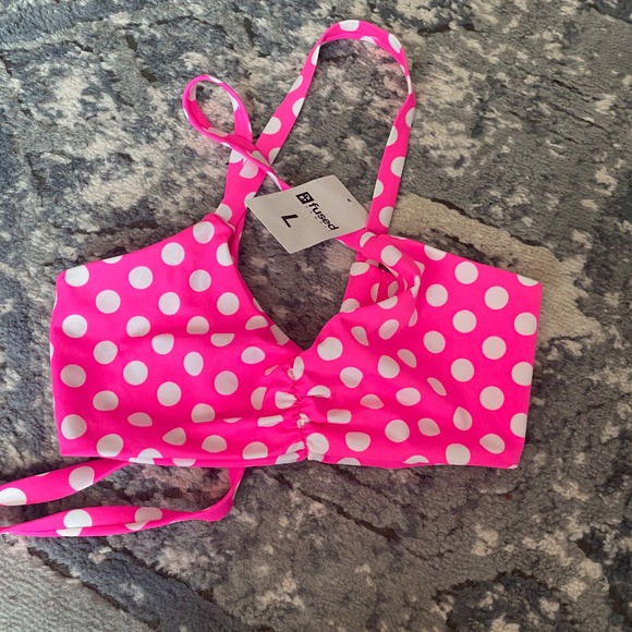 Fused Hawaii Pink Polka Dot Bikini Top Large - Picture 3 of 8